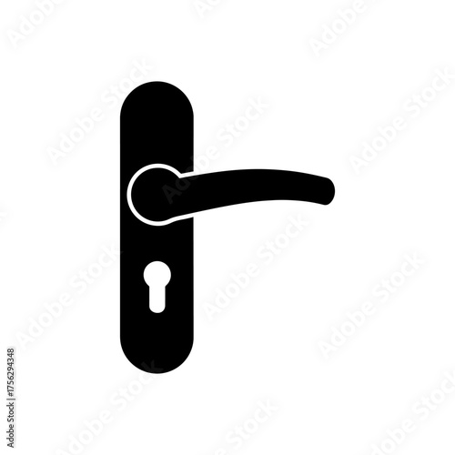 Black door handle silhouette icon vector flat illustration design.