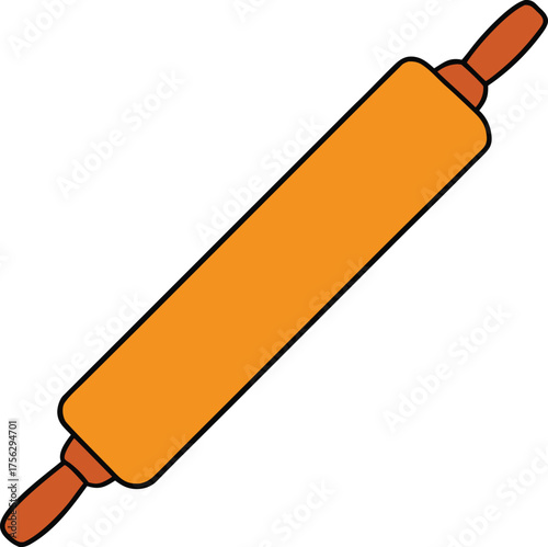 Rolling pin vector isolated on transparent background