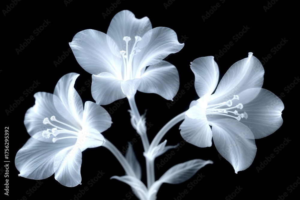 Fototapeta premium Ethereal X-Ray Flowers Dark Background