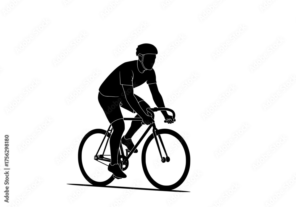 Obraz premium Cyclist riding a road bike in a dynamic vector silhouette illustration representing fitness and sport
