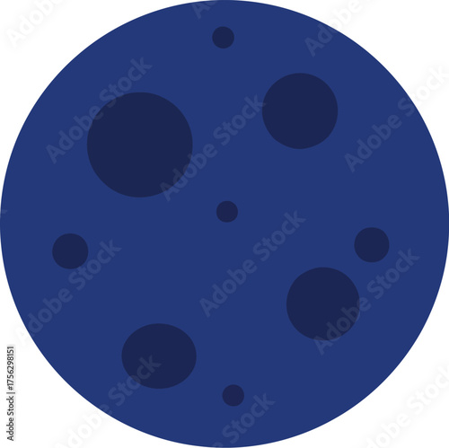 Dark blue moon celestial body cosmic night sky orb icon vector