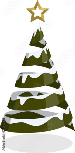 Christmas Tree with Snow Layers and Star