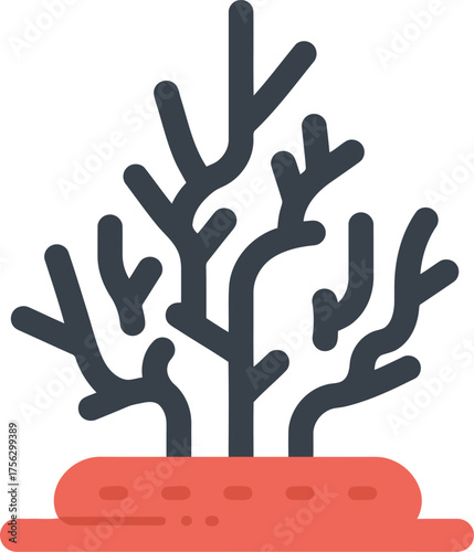 Stylized coral reef branch underwater marine life icon vector