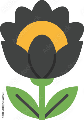 Modern minimalist black flower icon vector art vector