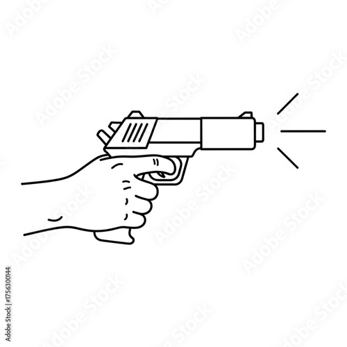 Hand holding a firing pistol line illustration
