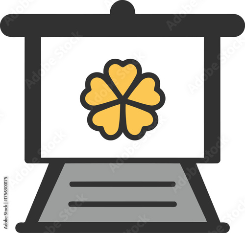Presentation board displaying a vibrant yellow flower illustration for business vector