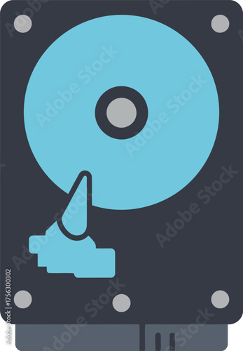Modern flat hard drive icon for digital data storage technology vector