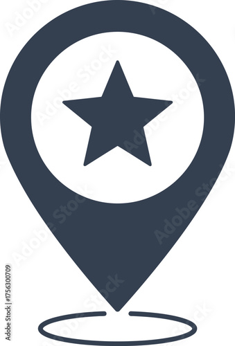 Premium location pin with star for best choice navigation vector