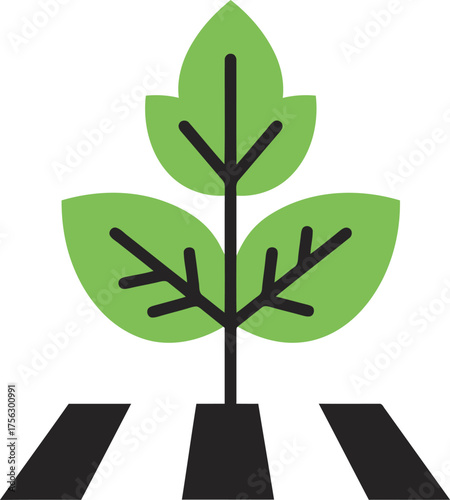 Healthy green plant growing in fertile soil agricultural field vector