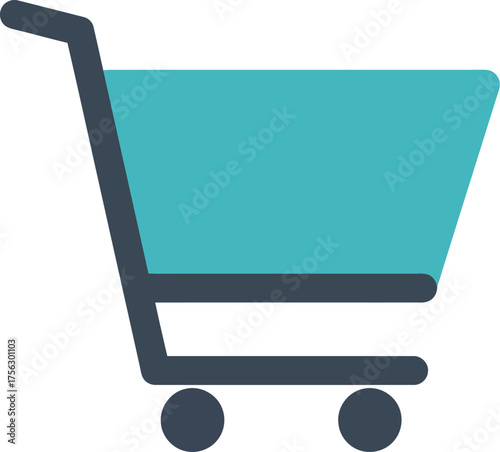 Modern shopping cart icon teal blue vector