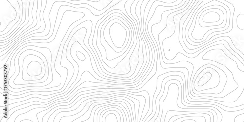 Geography landscape Topo contour map on white background, Topographic contour lines. Seamless pattern with lines Topographic map. Geographic mountain relief diagram line wave carve pattern. 