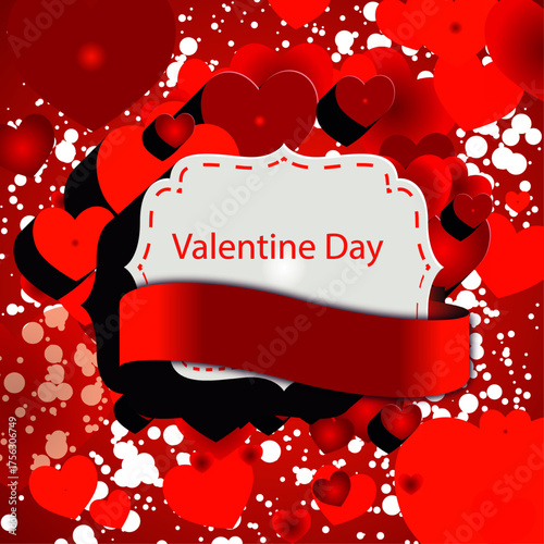 Two Glossy Red Hearts Pierced by Cupid's Arrow on Heart Pattern Background.