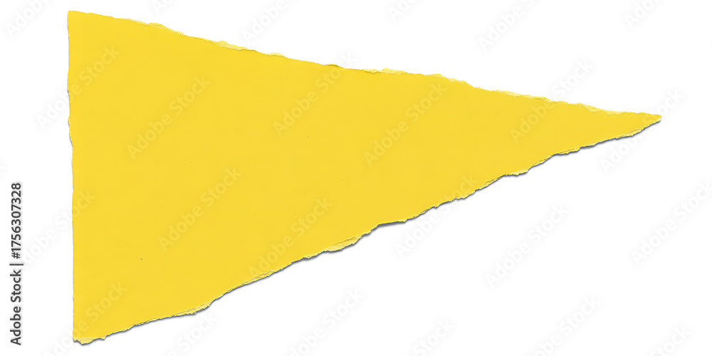 Obraz premium A torn yellow triangular flag isolated on white background