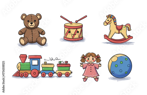 Classic children's toys icons for playroom and nursery decor