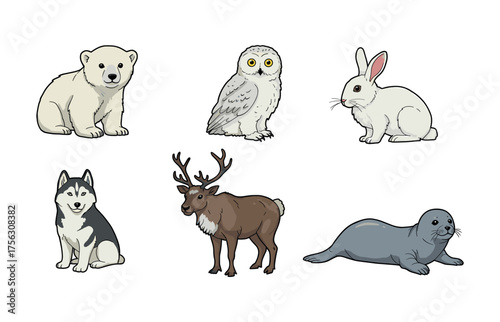 Arctic wildlife icons for educational and conservation designs