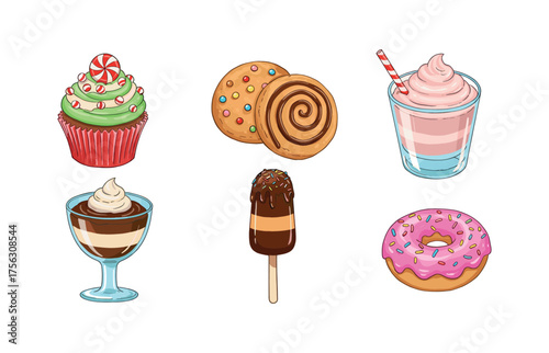 Sweet treats icons for dessert branding and app design