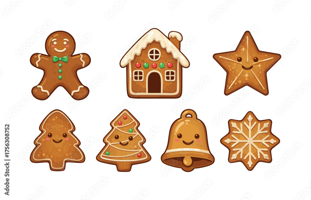 Naklejka premium Holiday gingerbread cookie icons for festive design and decoration projects