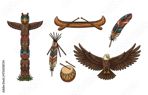 Native american heritage icon set for cultural design projects