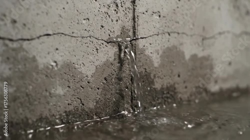 Water Leakage Through Cracked Concrete Wall in Indoor Setting