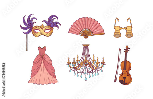 Elegant opera and theatre icons for cultural event branding