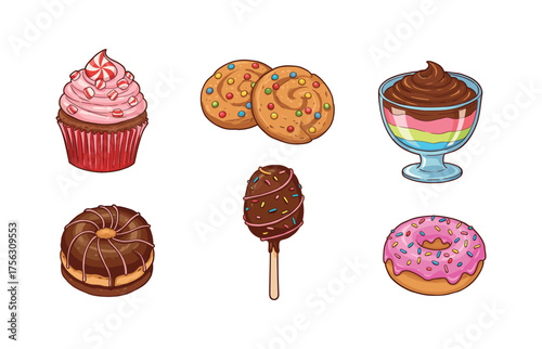 Delightful dessert icons for bakery and confectionery design