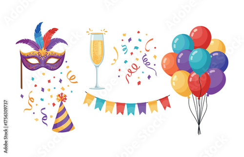 Festive celebration icons for party planning and event design