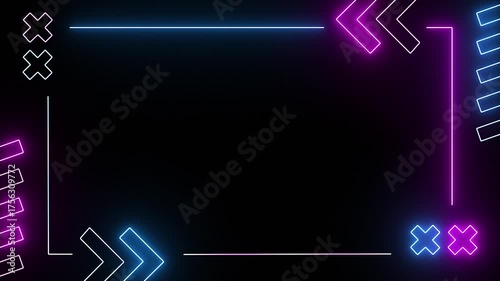 Live streaming Frame - animated blue and pink neon overlay frame for live streaming and gaming templates	