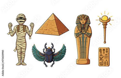 Ancient egyptian symbols and artifacts for educational and cultural projects
