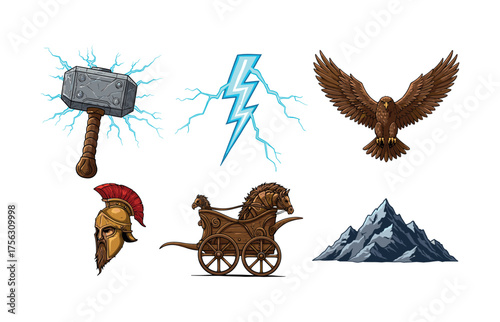 Mythology and ancient history icons for educational and design use