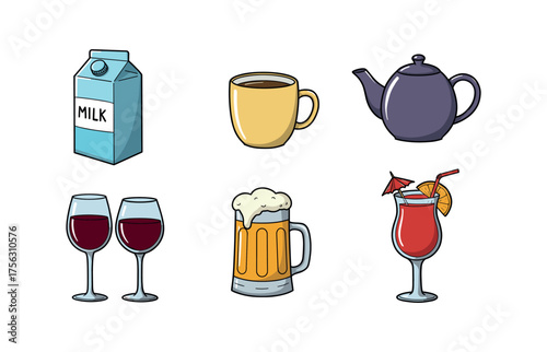 Beverage variety icons for culinary and hospitality design projects