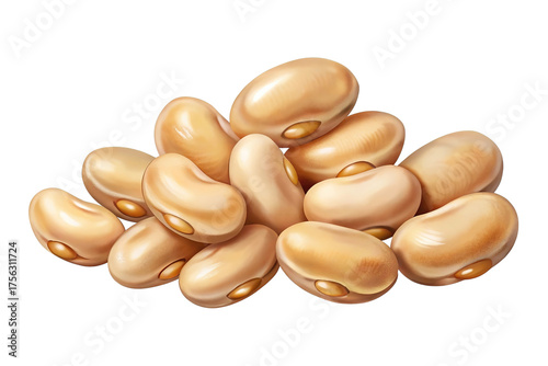 Illustration of a pile of light brown kidney beans isolated on transparent background