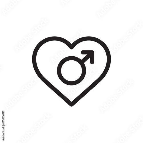 Vector art of male symbol inside a heart icon