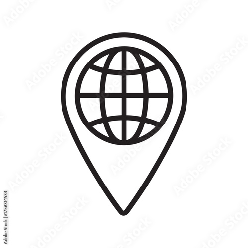Vector art of globe inside a location pin icon