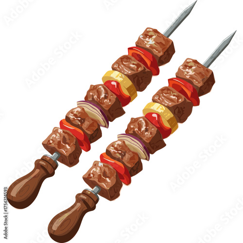 Juicy BBQ Shashlik Vector Icon with Transparent Background