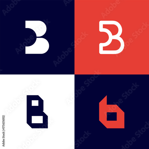 Modern Minimal Letter B Logo Design Set for Branding, Business, and Technology Company Identity