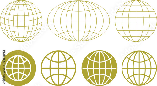 Collection of Golden Globe and World Grid Icon set