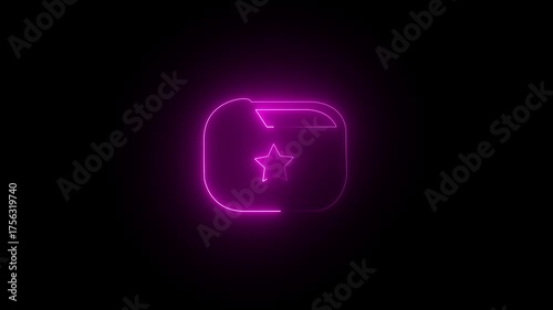 Glowing neon star pink icon isolated on black background. HD Video motion graphic 4k  animation  video