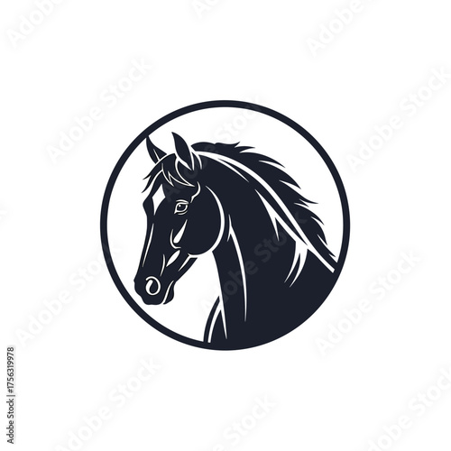This is a stylized illustration of a horse's head in a circle.