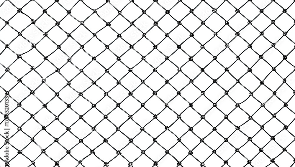 Fototapeta premium Close-up of a black netting structure against a plain white background