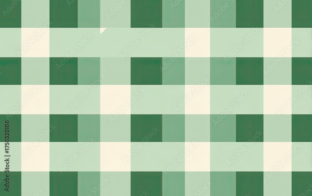 Fototapeta premium Grid pattern with light and dark green squares on an off-white background