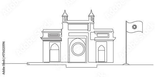 India republic day national festival one line art vector illustration
