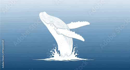 Majestic humpback whale breaches ocean surface in dynamic display of power and freedom, inspiring awe and wonder