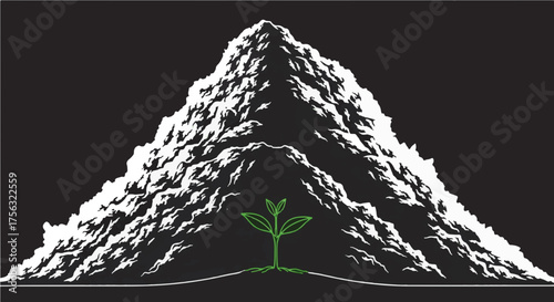 Resilient sprout emerges from earthy mound, symbolizing growth, hope, and environmental renewal, ideal for sustainability and organic concepts