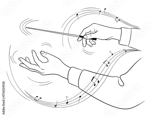 Conductor hands with music notes