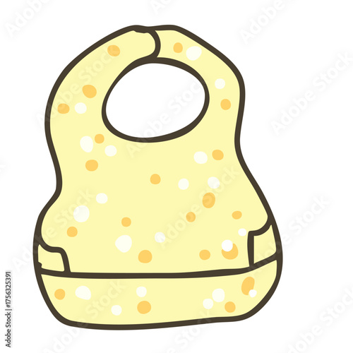 離乳食・食事時間のベビービブ（ポケット付き）手描きイラスト