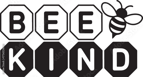 Bee Kind Vector Illustration for Inspirational Social Message Design