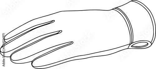 a black and white outline drawing of a glove, simple line art, minimalist