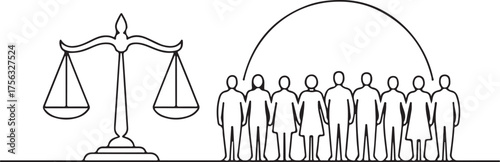 Symbolic depiction of justice and equal rights within a community