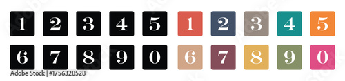 Numbers Icon Set 0 9 vector. Colorful Flat Vector Number Set 0 to 9 on Square Blocks