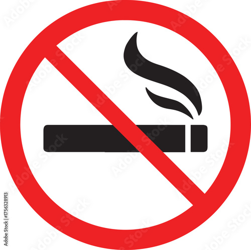 No Smoking Sign Vector, Smoking Prohibited Symbol, Anti-Smoking Icon Illustration